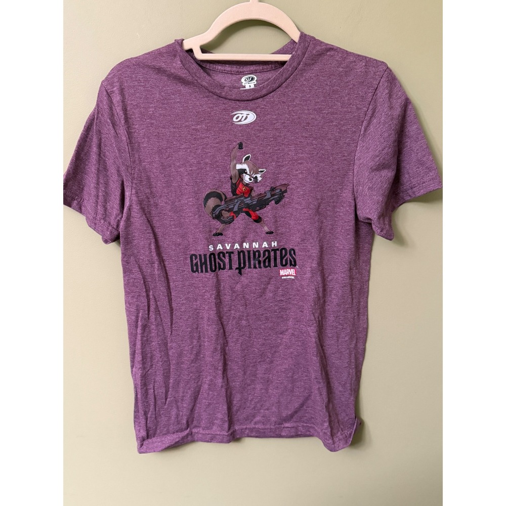 OT Sports Savannah Ghost Pirates Marvel Rocket Raccoon T-Shirt Purple Small